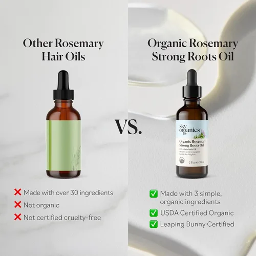 Miniatura 6 de Sky Organics - Aceite de romero orgánico con raíces fuertes - Suero para el crecimiento del cabello con macadamia, jojoba y aceites esenciales