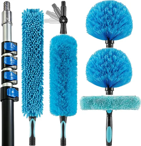 Miniatura 9 de Plumero para Ventiladores de Techo de 20 Pies de Altura con Poste de Extensión de 5-12 Pies, Kit Extensible Reutilizable para Limpiar Telarañas