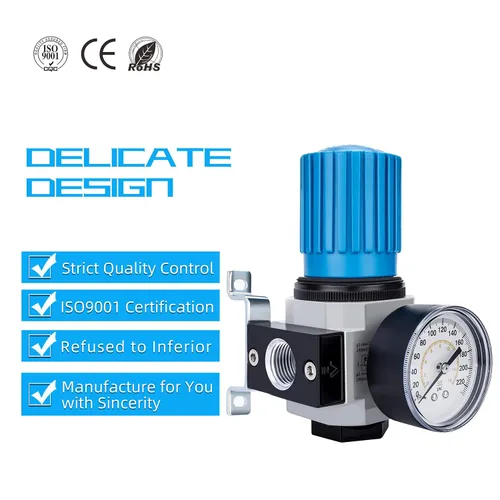 Miniatura 6 de NANPU Regulador de aire de alta presión NPT de 1/2" con manómetro protegido de acero, 141-SCFM 230Psi (LR-04)