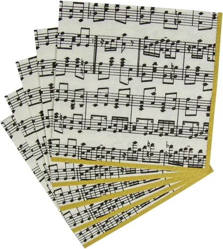 Miniatura 4 de Entertaining with Caspari Musica - Servilletas de cóctel de papel, paquete de 20, color negro