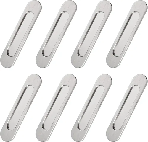 Miniatura 15 de MOROBOR Tiradores de puerta corredera ovalados autoadhesivos de 7.087 in, 2 manijas de aleación de aluminio sin perforaciones para puertas Bronce