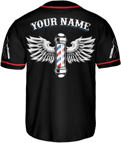 Miniatura 3 de Leeprints Baber Shop - Camiseta de béisbol personalizada, para peluquería, camiseta de béisbol para peluquería, tijeras para barbero, hoja