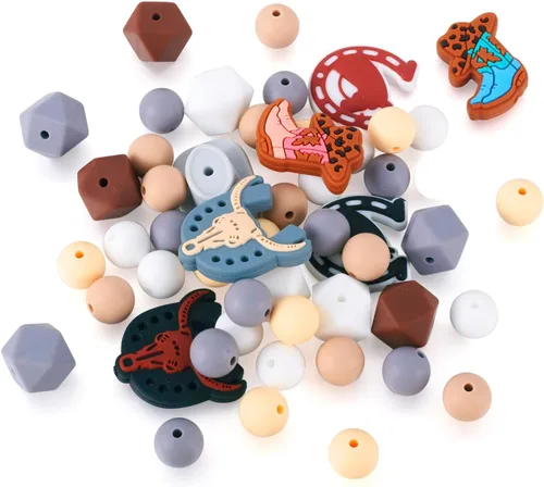 Miniatura 8 de Craftdady 66 cuentas de silicona vaqueras occidentales para botas de vaca, sombrero de caballo, cuentas focales de 0.472 pulgadas (0.472 in), Cowboy