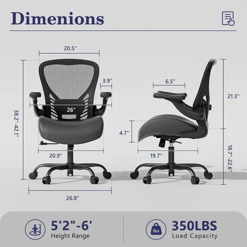 Miniatura 2 de GYI Silla de oficina ergonómica con cojín de espuma viscoelástica, silla de oficina grande y alta, asiento grueso de 4.7 pulgadas, silla