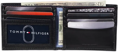 Miniatura 5 de Tommy Hilfiger billetera de piel para hombre, delgada y plegable, con 6bolsillos para tarjetas de crédito y ventana extraíble para identificación