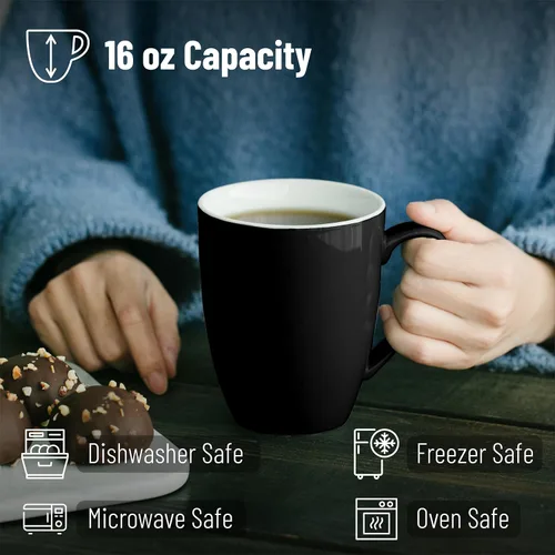 Miniatura 3 de BTaT - Tazas de café de porcelana de hueso fino, juego de 4, 16 oz, tazas de café, regalos de Navidad