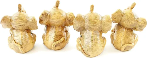 Miniatura 8 de Juego de 4 estatuas de tronco de elefante dorado, riqueza de la suerte de Feng Shui, decoración del hogar, cumpleaños, felicitación, regalo