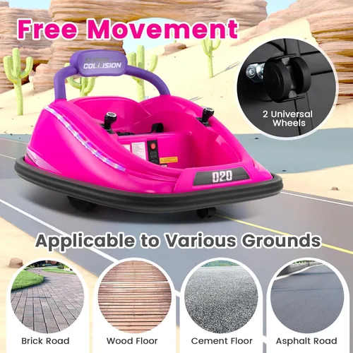 Miniatura 5 de OLAKIDS Coche chocador para niños pequeños, juguete eléctrico de 12V para montar con control remoto, vehículo a batería de carreras para bebé, Rosa