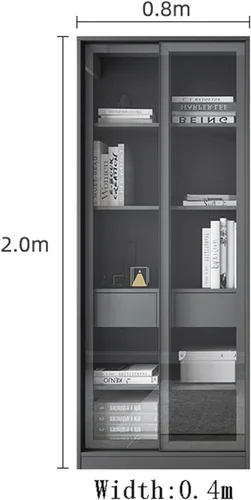 Miniatura 3 de moisture Estantería de piso a techo con puerta corrediza de vidrio, gabinete de almacenamiento adecuado para sala de estar, dormitorio, estudio
