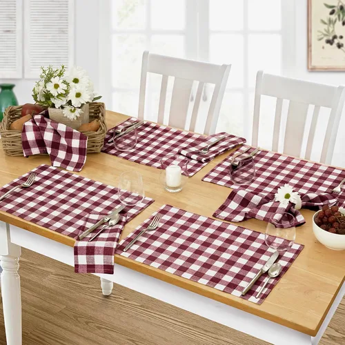 Miniatura 39 de Home Bargains Plus Country Rustic Buffalo - Juego de 4 manteles individuales de algodón a cuadros, color negro, a cuadros, de fácil cuidado