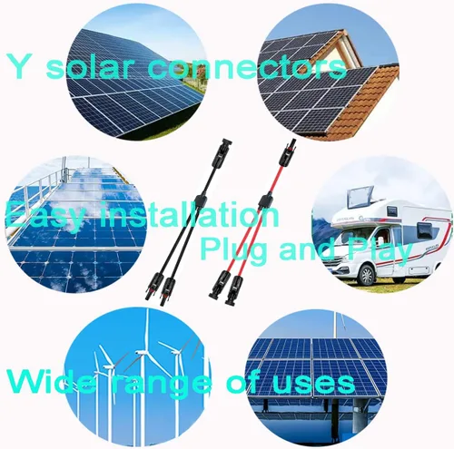 Miniatura 2 de Conector solar Y, cable paralelo de rama en Y, adaptador de conector solar 1 a 2 macho hembra, 10AWG 45A impermeable IP68 40CM cable, para paneles