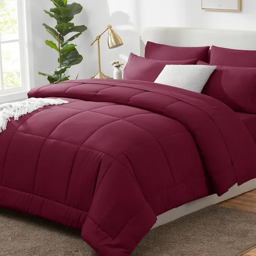 Miniatura 49 de CozyLux Juego de edredón tamaño King, color verde oliva, 7 piezas en una bolsa, edredón verde tamaño King, juegos de ropa de cama para todas