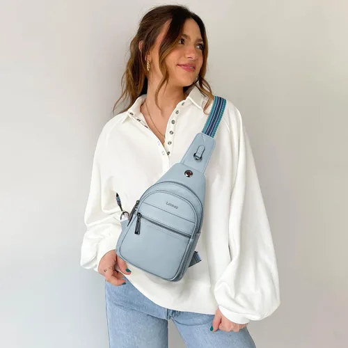 Miniatura 9 de Bolsa bandolera de 7 litros para mujeres y hombres, bolsa cruzada de hombro, mochila, cangurera, bolsa de viaje de piel sintética
