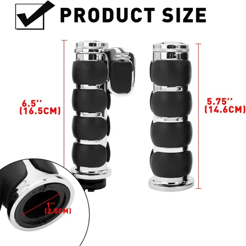 Miniatura 5 de DREAMIZER 25.4MM Motorcycle Handlebar Grips 1 inch Compatible with Honda Shadow Spirit 750 Valkyrie Fury VTX1300 VTX1800 VT400 VT750 VT1100 - Smooth