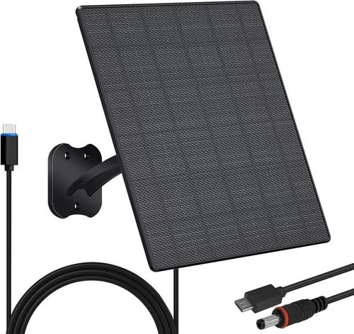 Miniatura 7 de Zivif Panel Solar de 8W para Cámaras de Seguridad, Cargador de Panel Solar para Cámara con Cable USB-C, DC 5.5x2.1mm y Puerto Micro USB, Resistente