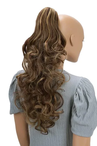 Miniatura 11 de Prettyshop - Extensión de cola de caballo de 24 pulgadas con clip, larga, voluminosa, ondulada, resistente al calor, color negro H63