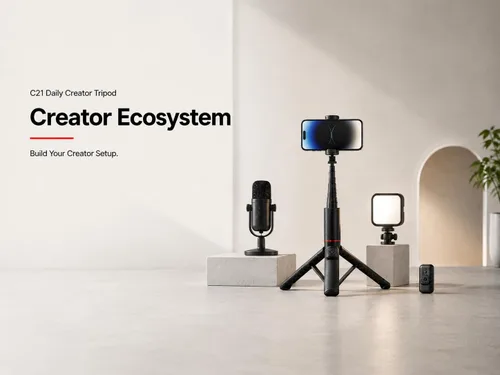 Miniatura 6 de Trípode minimalista Creator para iPhone, trípode compacto de 53 pulgadas con control remoto Bluetooth para vlogging diario, espacio de trabajo