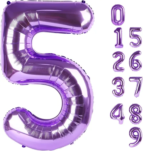 Miniatura 257 de Globos de números de 5 globos de 40 pulgadas, decoraciones de cumpleaños azules para niños y niñas, globos de números azul marino grandes