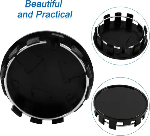 Miniatura 4 de BokWin 4 unidades de 54mm/2.13 pulgadas de tapas centrales para cubo de rueda, mini tapas centrales para neumáticos para automóvil (negro)