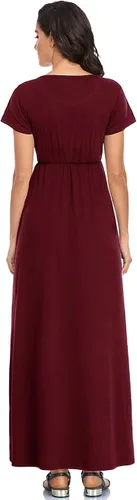 Miniatura 3 de Lacavocor - Vestido largo de manga corta para mujer con estampado floral y a rayas, vestido informal de corte imperio