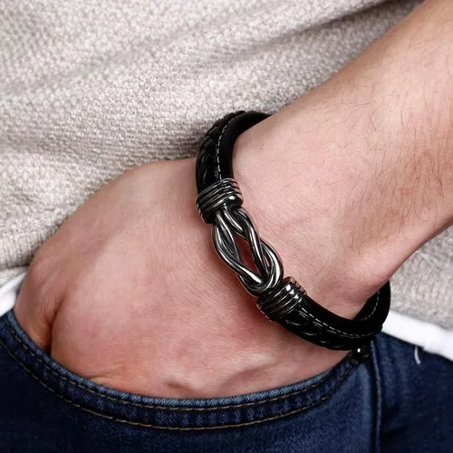 Miniatura 3 de Pulsera de cuero trenzado con texto en inglés To My SonTo My Grandson, pulsera inspiradora de acero inoxidable para hombre, regalos para hijo