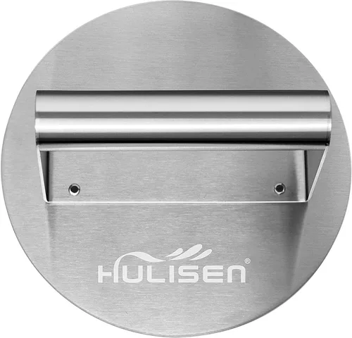 HULISEN - Prensa de hamburguesas de acero inoxidable, prensa redonda de 15,7 cm para hamburguesas, kit profesional de accesorios para plancha,