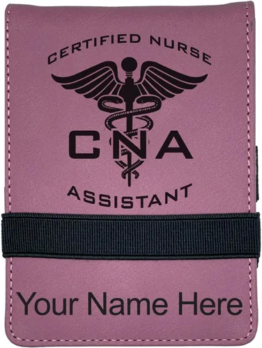 Miniatura 12 de LaserGram Mini padfolio con bloc de notas y bolígrafo, asistente de enfermera certificada por la CNA, grabado personalizado incluido (verde azulado)