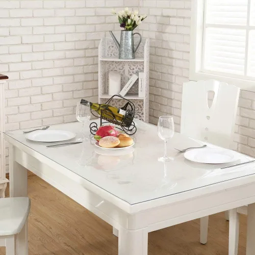Miniatura 4 de NECAUX - Protector de mesa transparente de 17 x 52 pulgadas, almohadilla de plástico de 1.5 mm de grosor, protector de mesa de vinilo transparente