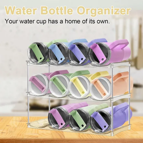 Miniatura 8 de Organizador apilable de botellas de agua para gabinete, organizador de vasos de acrílico, estante de almacenamiento para Stanley de 40 onzas