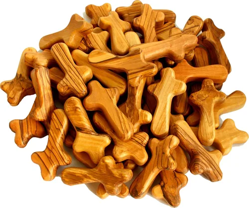 Miniatura 9 de Paquete de 100 cruces de bolsillo de madera de olivo de Belén de tamaño mediano – Cruces auténticas de Belén para la comodidad de la tierra santa