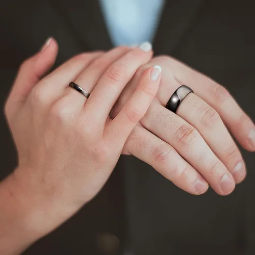 Miniatura 40 de King Will Alianza de boda de carburo de tungsteno para hombres y mujeres, anillos de promesa para parejas abovedados de alto pulido