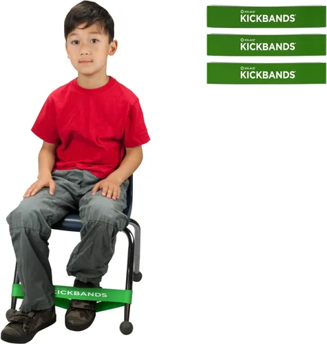Miniatura 2 de KICK BANDS Bandas para sillas para niños con pies inquietos, paquete de 3 bandas para aliviar la ansiedad con TDAH para sillas y escritorios