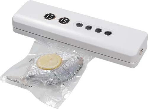 Máquina selladora al vacío con diseño portátil inalámbrico para cocina, camping y RV, 3 modos de sellado con alimentos secos y húmedos (blanco)