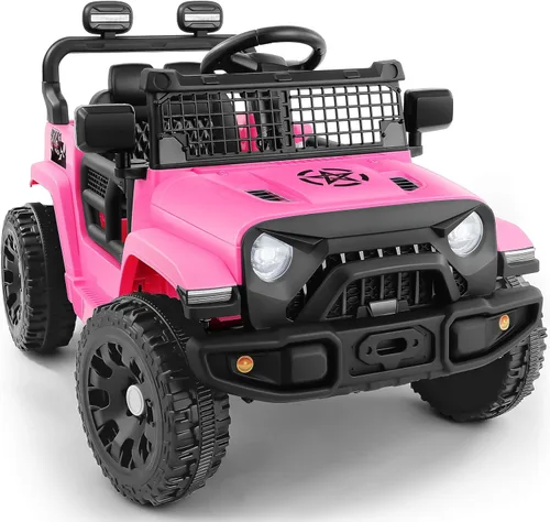 ELEMARA Auto de paseo para niños, juguetes de paseo de 12 V con control remoto, autos eléctricos para niños con Bluetooth, luces LED, auto a batería