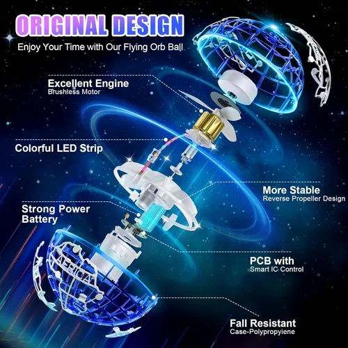 Miniatura 2 de RIEYON Bola de orbe voladora 2025 Actualización Hover Boomerang Ball 6 efectos de iluminación, juguetes geniales para niños, adolescentes y adultos