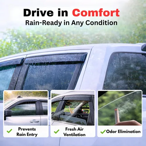 Miniatura 4 de KPY Visor de Ventana Compatible con Hyundai Accent Sedan 2012-2017, Protector de Lluvia de 4 Piezas Deflectores de Ventilación de Ventana Lateral