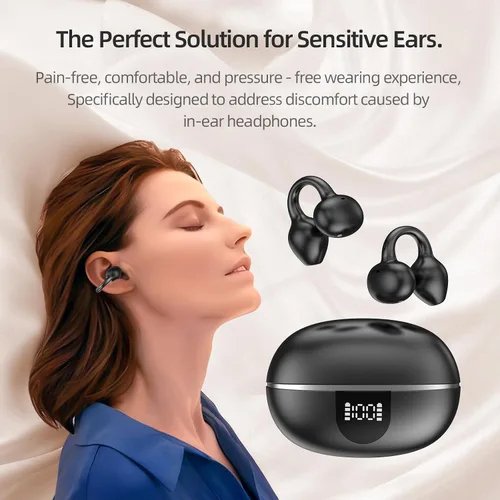Miniatura 2 de Auriculares con clip, auriculares de oreja abierta, auriculares Bluetooth 6.0 de alta fidelidad estéreo con clip, 30 horas, pantalla LED