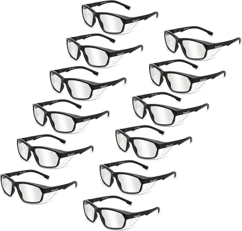 Miniatura 54 de ProtectX Anteojos de seguridad clásicos, lentes antivaho resistentes a los arañazos, gafas protectoras para el trabajo, interior/exterior, ANSI Z87.1
