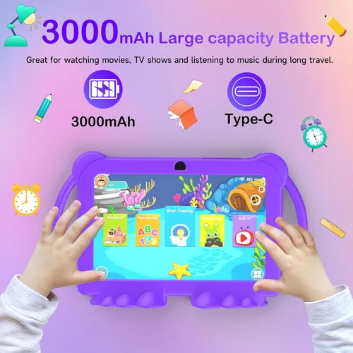 Miniatura 3 de Tablet para niños, tablet de 7 pulgadas para niños 4GB+32GB admite expansión de 1TB, control parental preinstalado, tablet educativa para niños