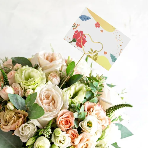 Miniatura 6 de KALIONE 20 tarjeteros de metal con diseño floral, clips de selección de flores en forma de corazón, soportes para números de mesa, tarjeta de metal