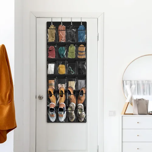 Miniatura 8 de Simple Houseware - Organizador de zapatos colgante con 24 bolsillos grandes y transparentes para colgar en la puerta, color negro