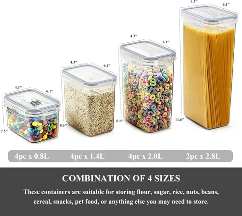 Miniatura 2 de Wildone Contenedores herméticos de almacenamiento de alimentos con tapas, juego de 14 recipientes de plástico para cocina, para organización y Gris