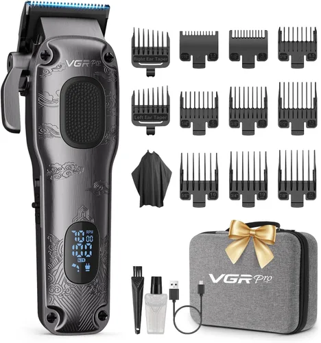 Miniatura 8 de VGRPRO Cortapelos para hombres profesionales, inalámbricas y con cable para cortar el cabello con estuche de paquete, kit de aseo eléctrico para uso