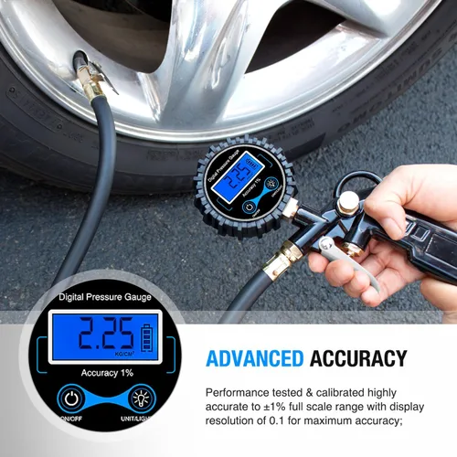 Miniatura 2 de Nilight 50026R Inflador de neumáticos digital con manómetro, 250 PSI, portabrocas de aire y accesorios de compresor resistentes con manguera de goma