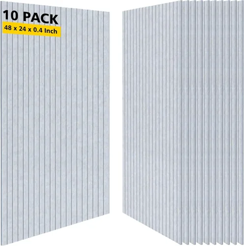 Miniatura 13 de Paneles acústicos, paquete de 10 paneles acústicos que reducen el ruido para paredes, paneles de pared insonorizados de 47.2 x 23.6 x 0.35 pulgadas