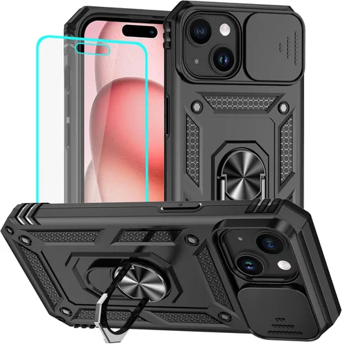 Miniatura 26 de HNHYGETE Funda para iPhone XR con protector de pantalla HD: [grado militar de 20 pies probada en caídas] Funda protectora para cámara deslizante a