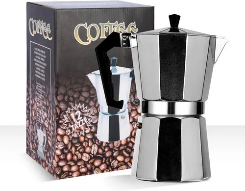Miniatura 9 de Cafetera de café expreso para estufa, olla moka de 9 tazas Cafetera de aluminio con filtro de acero inoxidable Cafetera de espresso clásica