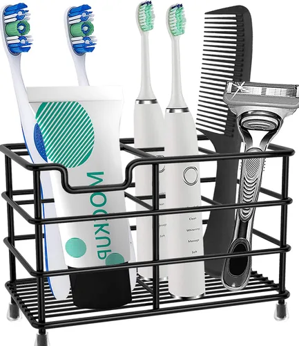 Miniatura 8 de HYRIXDIRECT Soporte para cepillos de dientes, chapado en negro, acero inoxidable a prueba de óxido, soporte para cepillo de dientes eléctrico