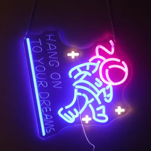 Miniatura 13 de Astronaut Skateboarding" Space Adventure Light - Arte de pared LED genial y que desafía la gravedad para sala de juegos, dormitorio, decoración