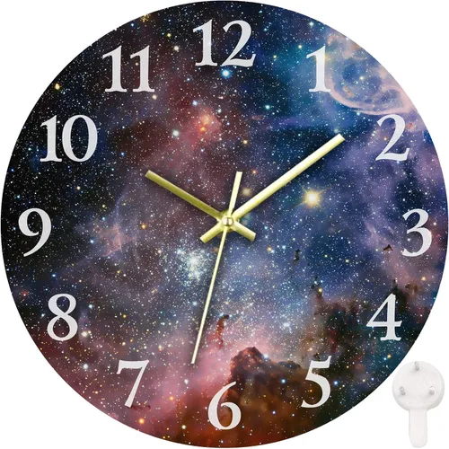 Miniatura 8 de Britimes Reloj de pared redondo silencioso sin tictac, funciona con pilas, 10 pulgadas, decoración del hogar de limón de verano para sala de estar